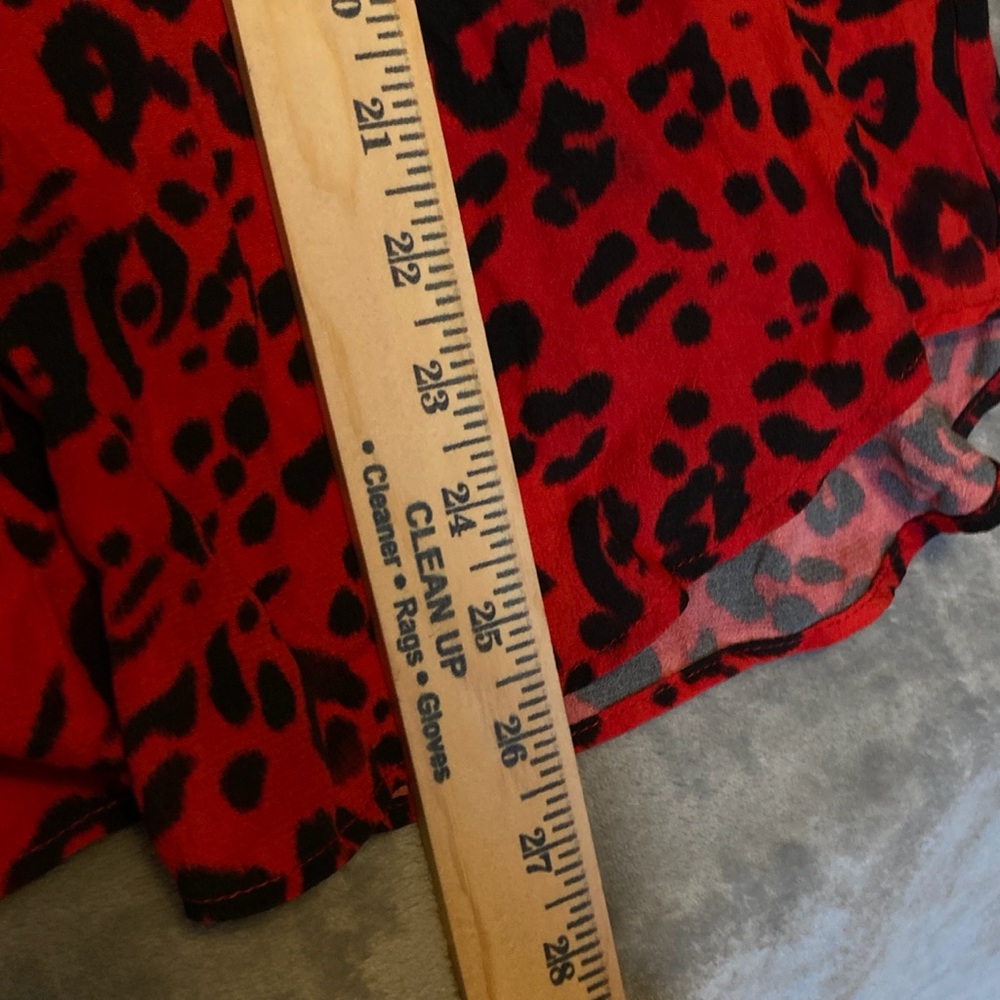 Karen Kane Red and Black Leopard Print Blouse - Picture 7 of 15